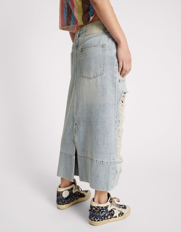 ONE TEASPOON - Fleetwood Cassidy Mid Waist Long Denim Column Skirt