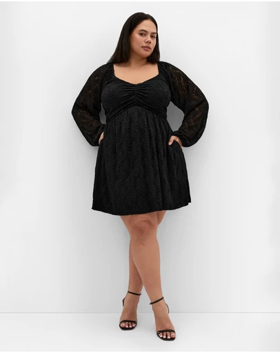 City Chic - Plus size Letitia Lace Mini Dress - black