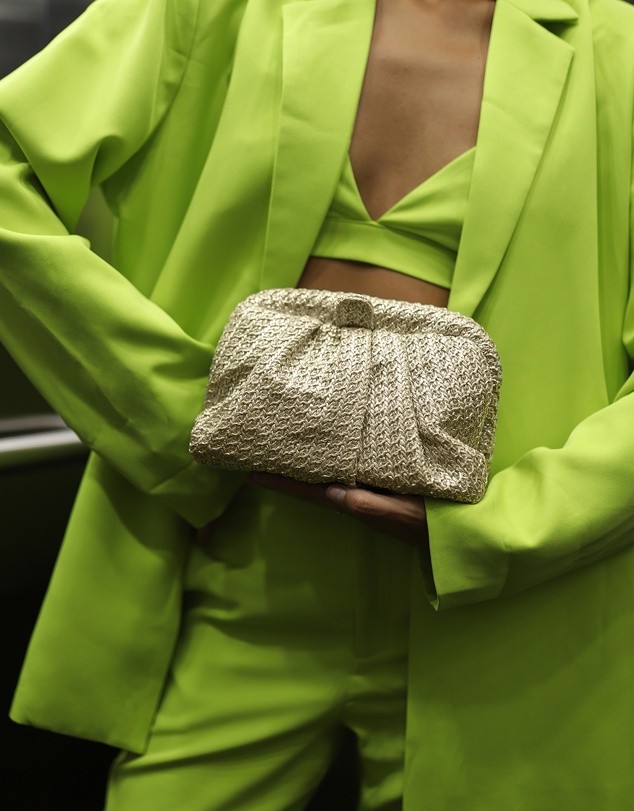 Olga Berg - Stevie Pleated Woven Clutch