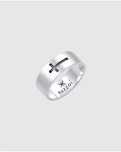 Kuzzoi - ICONIC EXCLUSIVE - Cross Band Ring in 925 Sterling Silver