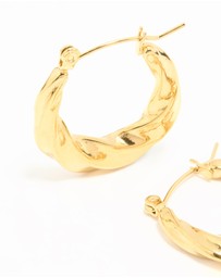 Lovisa - Waterproof Gold Plated Stainless Steel Twisted Medium Hoop Earrings