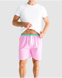 Sant And Abel - Men's Hepburn Gingham Pink Sleep Shorts