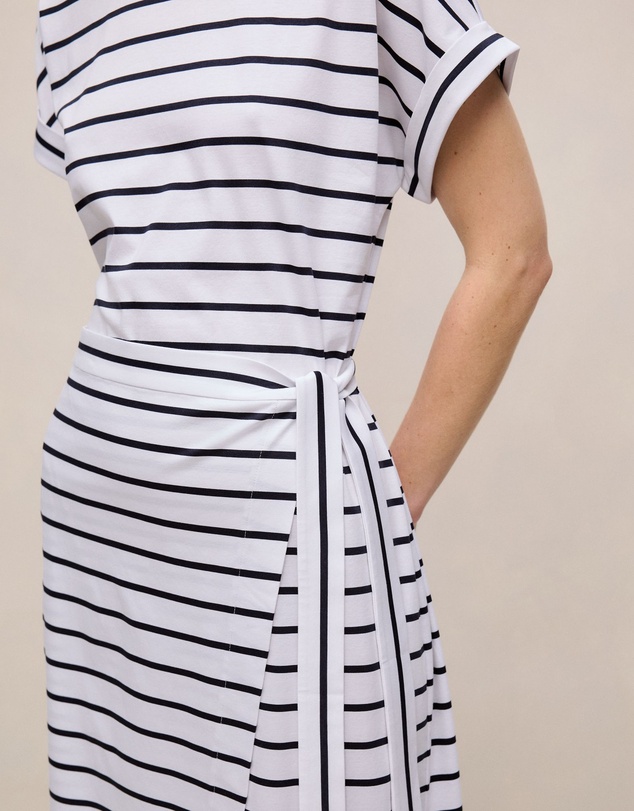 Trenery - Cotton Stripe Wrap Detail T-shirt Dress in Night Sky
