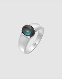 Kuzzoi - ICONIC EXCLUSIVE - Ring Elegant Oval with Labradorite Gemstone in 925 Sterling Silver
