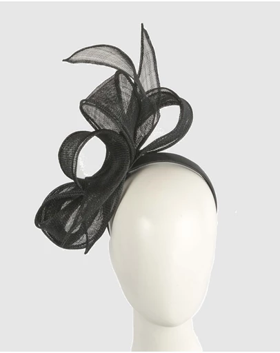 Max Alexander - Black Sinamay Bow Racing Fascinator