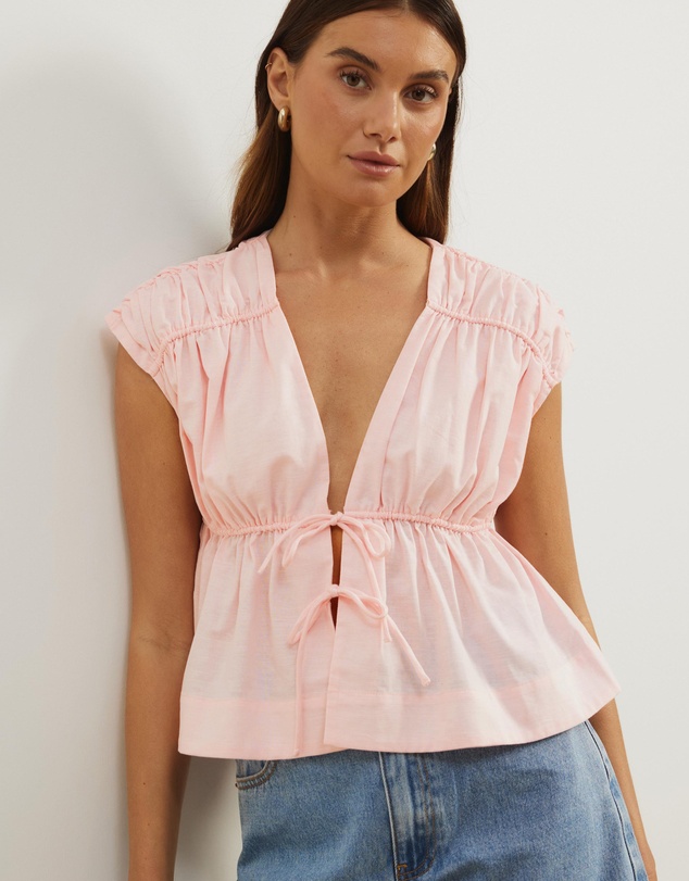 Atmos&Here - Belia Linen Blend Tie Front Top