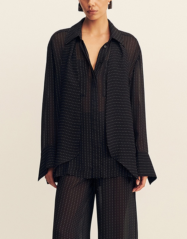 Shona Joy - Irving Polka Dot Sheer Shirt