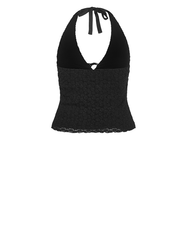 City Chic - Plus size Shiloh Lace Halter Top - black