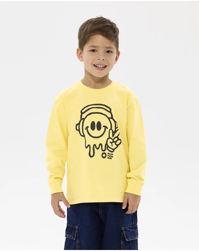 Rock Your Kid - Chill Out David Long Sleeve T-Shirt in Yellow
