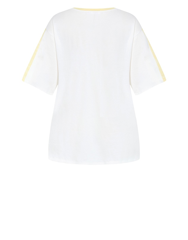 City Chic - Plus size Vintage Oversized Volley Tee - ivory