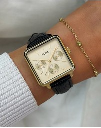 Cluse - La Tetragone Multifunction Gold/Black Lizard Leather