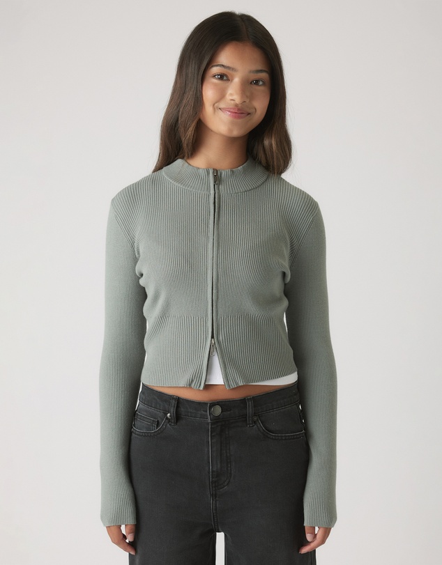 Decjuba Kids - Matilda Zip Up Knit Jacket - Teens