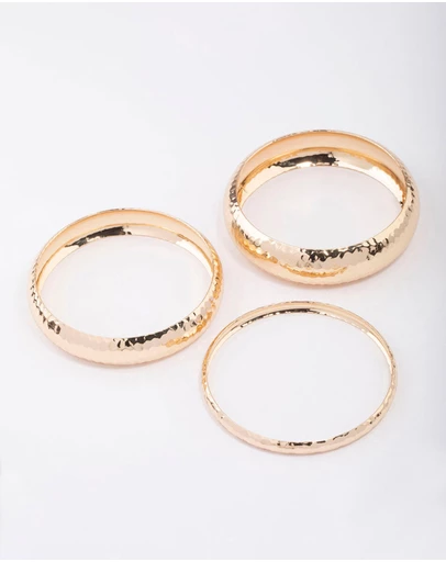 Lovisa - Gold Mixed Molten Gold Bangle 3-Pack