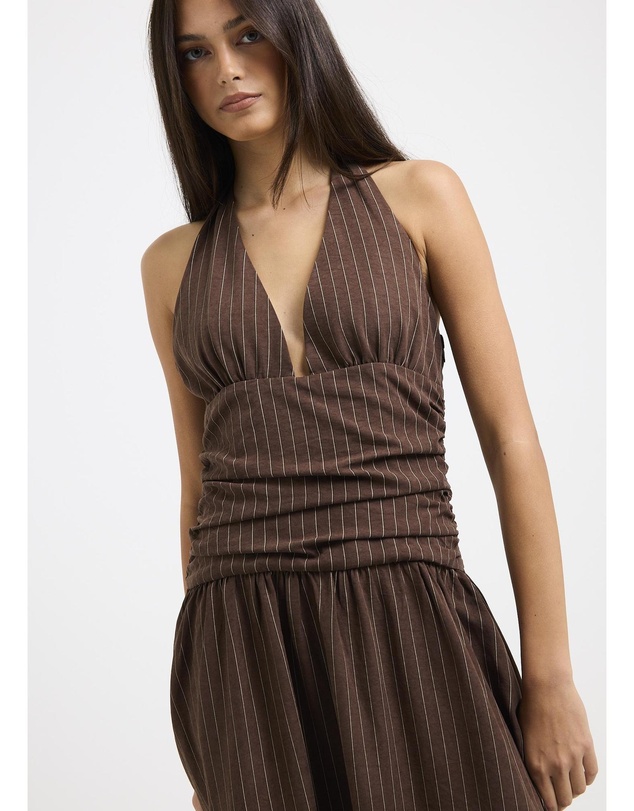 Subtitled - Alex Plunge Striped Maxi Dress