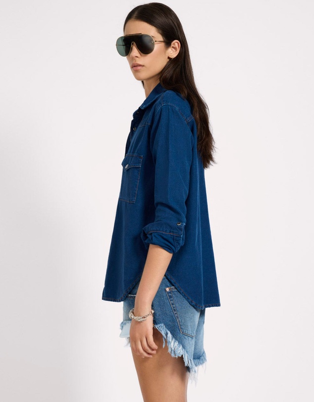 ONE TEASPOON - Western Denim Shirt - Deep Blue