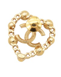 Pre-Loved by Azura Reborn - Pre-Loved CC Gold Plated Rhinestone Faux Pearl Heart Brooch
