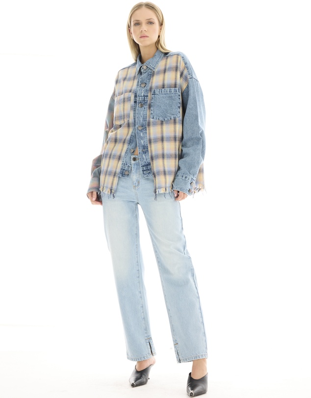 THE TALES - Denim And Check Cotton Shirt