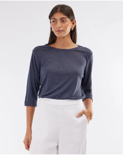 Amelius - Bronte Linen Three Quarter Jersey Top
