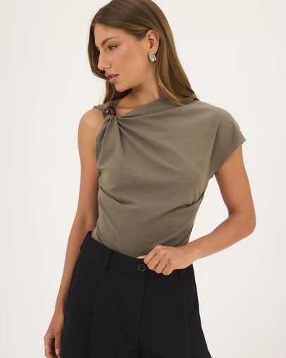 Atmos&Here - Freya One Shoulder Bead Draped Top
