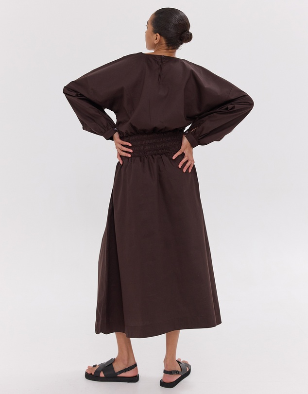 Cloth & Co. - The Shirred Billow Sleeve Dress | Brazil Nut