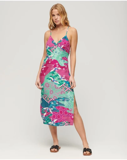 Superdry - Printed Midi Slip Cami Slim Fit Dress