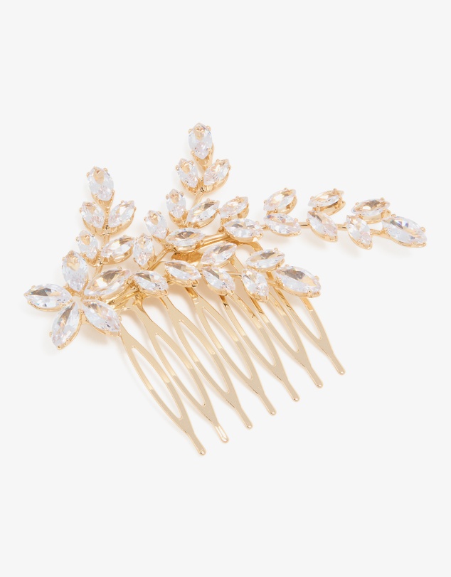 Lovisa - Gold Diamante Flower & Leaf Hair Comb