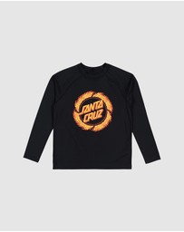 Santa Cruz - Flame Ringed Dot Front Rashguard - Teens