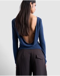 TOPSHOP - Cupro LS Cowl Back Top