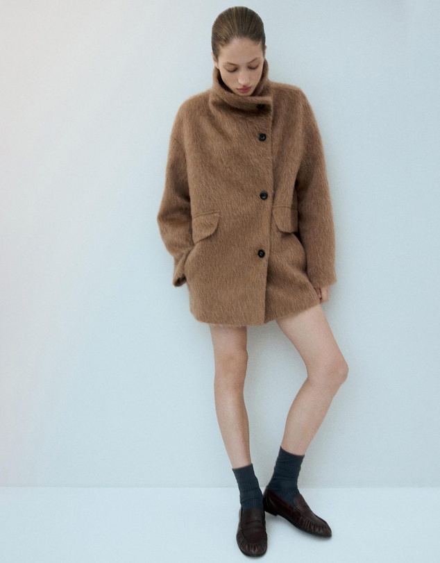 M.N.G - Wool-Blend Funnel-Neck Coat