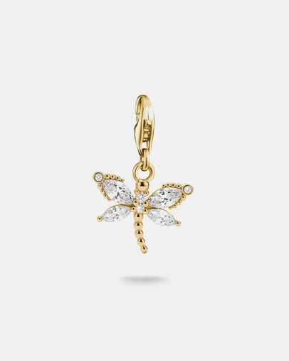 THOMAS SABO - Gold-Plated Dragonfly Charm with White Zirconia
