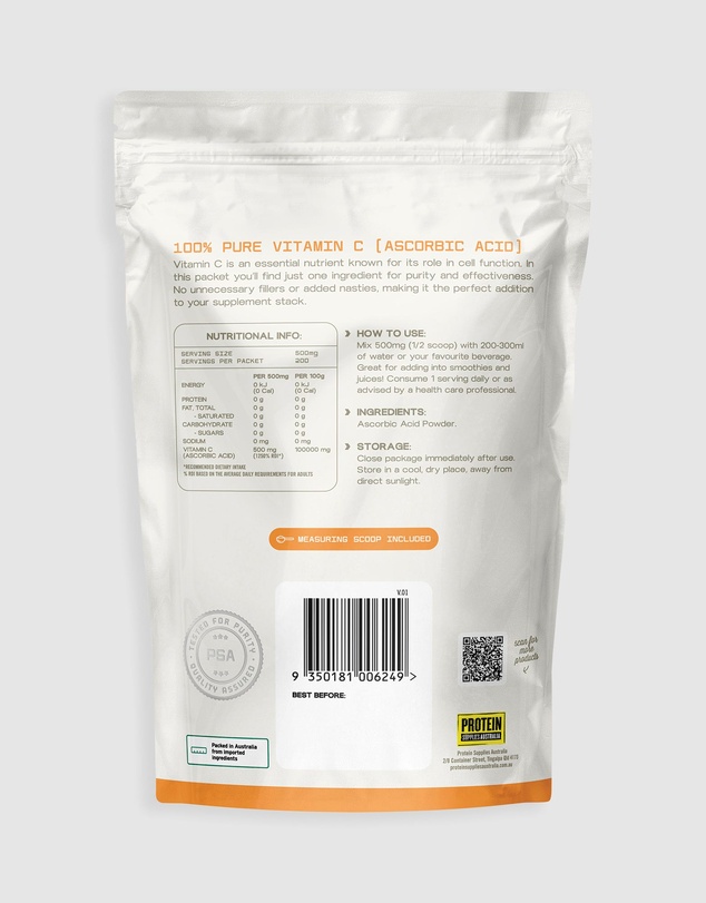 Protein Supplies Australia - Unflavoured Vitamin C - 100g