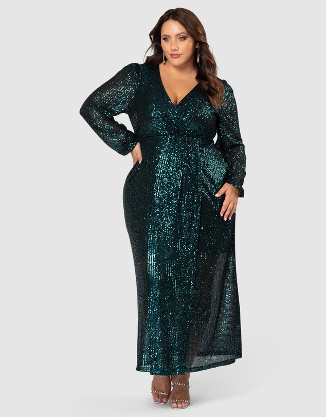 Pink Dusk by Curve Project - All I Want Sequin Maxi Dress