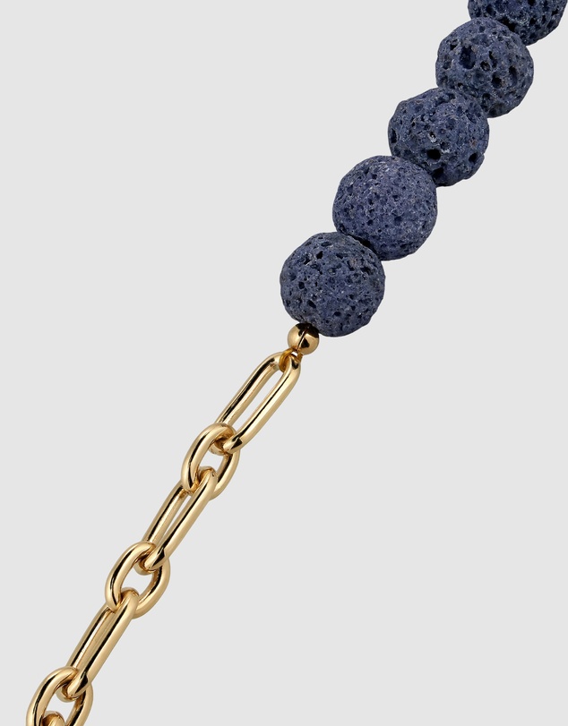 Kuzzoi - ICONIC EXCLUSIVE - Blue Lava Oval Link Chain Bracelet in Gold-Plated 925 Silver