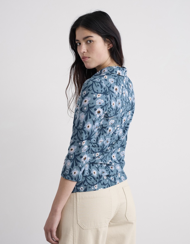 Seasalt - Seasalt Cornwall Blue Wavecrest Shirt in Organic Cotton Jersey