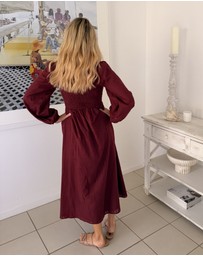 Esther & Co - Iolana Dress - Wine Long Sleeve
