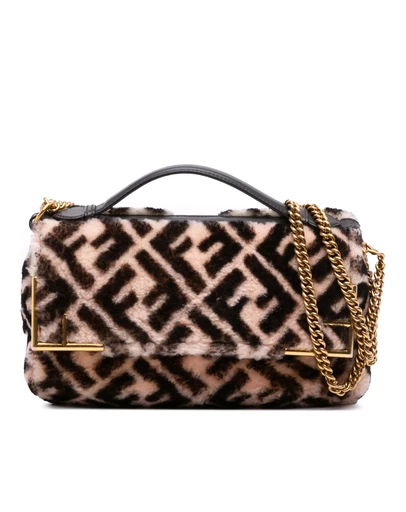 Pre-Loved by Azura Reborn - Pre-Loved Zucca Shearling Double F Baguette Satchel