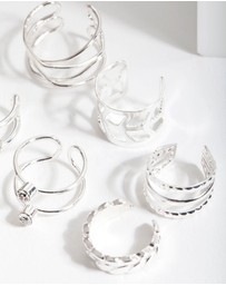 Lovisa - Silver Mixed Leaf Ear Cuff 6-Pack