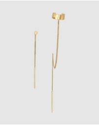 Elli Jewelry - Earrings Hanger Long Earcuffs 925 Sterling Silver Gold Plated