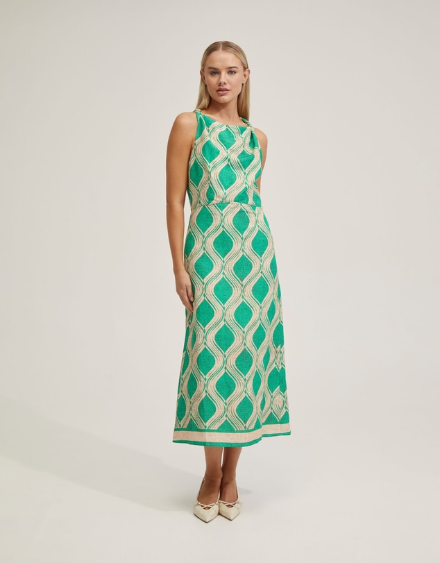 Oxford - Carrie Linen Blend Printed Dress