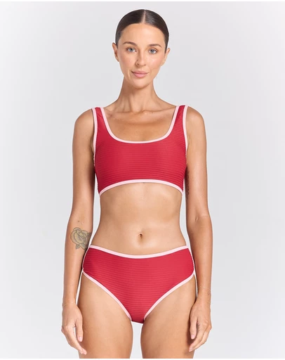 Poolside Paradiso - Poolside Surf Bikini Top - Ruby