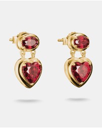 THOMAS SABO - THOMAS SABO Stud Earrings with Red Heart Stones Gold