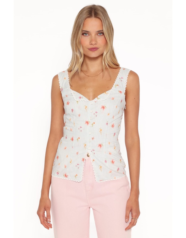 Petal & Pup - Ana Top - Blue Garden Stripe