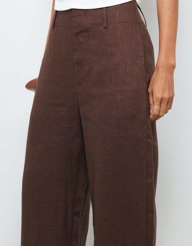 AERE - Linen Wide Leg Pants With Deep Waist Band