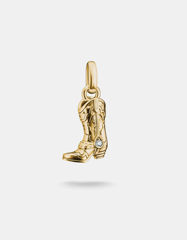 THOMAS SABO - Gold-Plated Cowboy Boot Charm with White Zirconia