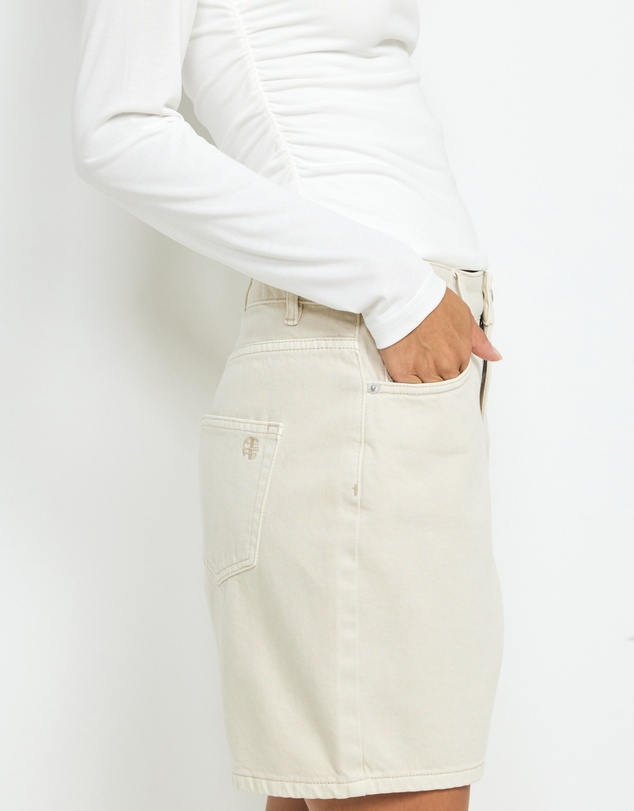 AERE - Celine Mid Rise Denim Shorts