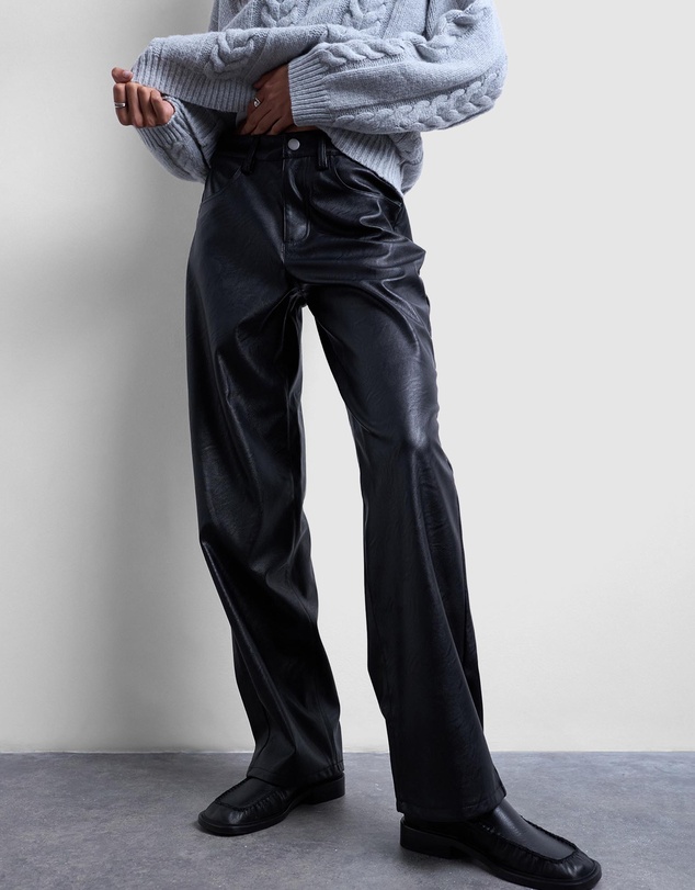 TOPSHOP - Faux Leather Cinch Trousers