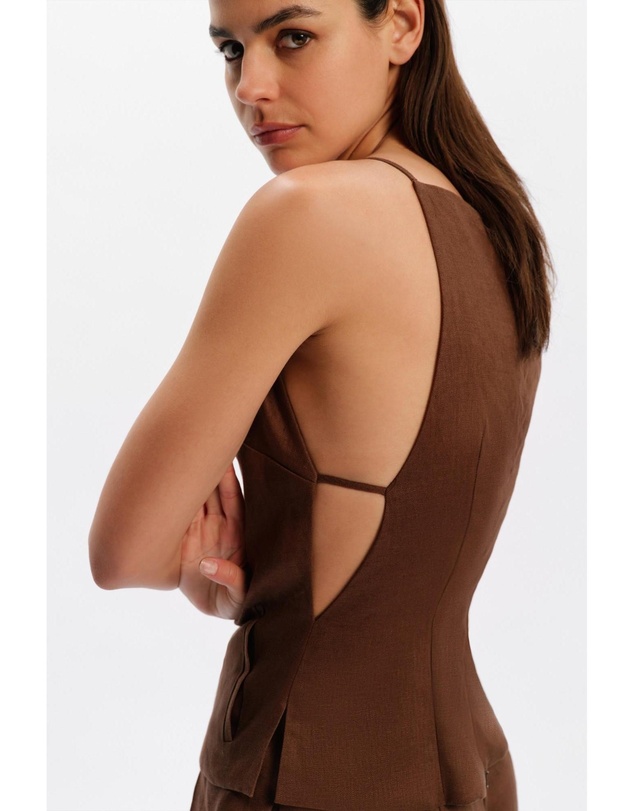 Bardot - Arelia High Neck Linen Top