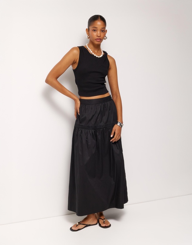 AERE - Pintuck Poplin Midi Skirt