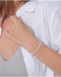 Elli Jewelry - Bracelet with Beads Star Moonstone and Zirconia 925 Sterling Silver Gold-plated