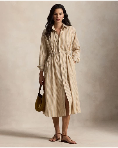 Polo Ralph Lauren - Striped Cotton-Linen Drawcord Shirtdress
